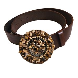 White House Black Market Belt Size S / M Brown Leather Western Boho